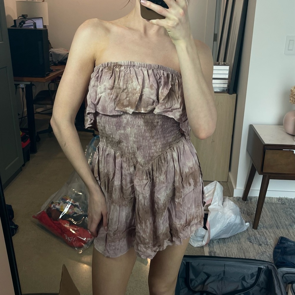 Blue Life Strapless Tie-Dye Romper